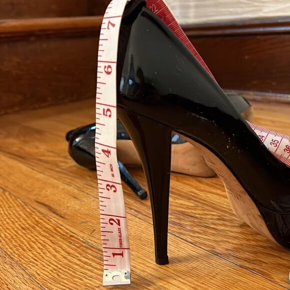 Stuart Weitzman Black Patent Leather Platform Peep Toe Pumps Size 7M - Picture 3 of 11